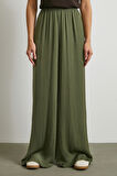 Beli Lastikli Dökümlü Geniş Paça Pantolon Haki