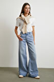 Paçası Katlamalı Geniş Paça Jean Buz Mavisi