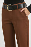 Kemerli Havuç Paça Pantolon Kahve