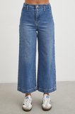 Yüksek Bel Cep Detaylı Wide Leg Jean Mavi