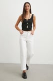 Yüksek Bel Culotte Jean Beyaz