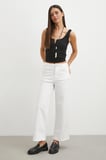 Yüksek Bel Culotte Jean Beyaz