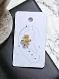 Earcuff Çelik Zirkon Taşlı Teddy Model Altın Renk Kıkırdak Küpe
