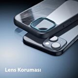 Coofbe Darbe Emici Solmaz Parmak İzi Bırakmaz Hidrofobik Lens Korumalı İphone 15 Kılıf Buzlu Kılıf