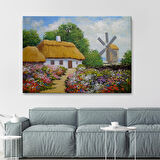 Ukrayna Köy Evi Manzarası Yağlıboya Görünüm Dekoratif Kanvas Duvar Tablosu-3681