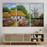 Ukrayna Köy Evi Manzarası Yağlıboya Görünüm Dekoratif Kanvas Duvar Tablosu-3681