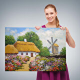 Ukrayna Köy Evi Manzarası Yağlıboya Görünüm Dekoratif Kanvas Duvar Tablosu-3681