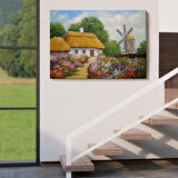 Ukrayna Köy Evi Manzarası Yağlıboya Görünüm Dekoratif Kanvas Duvar Tablosu-3681