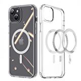 Coofbe Güçlü Magsafe Sararmaz Kristal Şeffaf iPhone 15 Plus Kılıf Parmak İzi Bırakmaz TPU+PC Kılıf