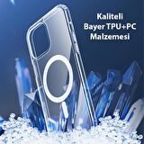 Coofbe Güçlü Magsafe Sararmaz Kristal Şeffaf iPhone 15 Plus Kılıf Parmak İzi Bırakmaz TPU+PC Kılıf