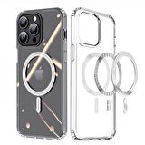 Coofbe Güçlü Magsafe Sararmaz Kristal Şeffaf iPhone 15 Pro Kılıf Parmak İzi Bırakmaz TPU+PC Kılıf