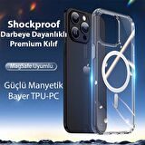 Coofbe Güçlü Magsafe Sararmaz Kristal Şeffaf iPhone 15 Pro Kılıf Parmak İzi Bırakmaz TPU+PC Kılıf