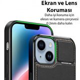 Coofbe Premium Deri 3in1 Magsafe Uyumlu iPhone 14 Plus Kılıf Kartlık Telefon Standı Cüzdanlı Kılıf