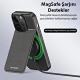 Coofbe Premium Deri 3in1 Magsafe Uyumlu iPhone 14 Pro Kılıf Kartlık Telefon Standı Cüzdanlı Kılıf