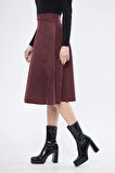 Midi boy Süet kiloş etek Vizon