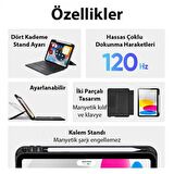 Coofbe 3in1 iPad 10 Kılıf  iPad 10 2022  Bluetooth Klavye Touchpad 4 Kademe Stand Ve Manyetik Kılıf 