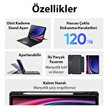 Coofbe 3in1 Samsung Tab S9 X710-X716B Kablosuz Bluetooth Klavye Touchpad 4 Kademe Stand Ve Manyetik Kılıf 