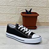 Fiyra 554 Siyah-Beyaz Kısa Unisex Sneaker Keten Spor Ayakkabı