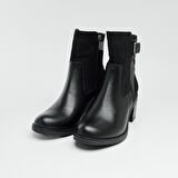 Hakiki Deri Topuklu Fermuarlı Kadın Bot 