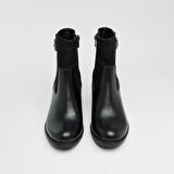 Hakiki Deri Topuklu Fermuarlı Kadın Bot 