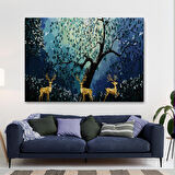 Modern Soyut Tarzda Altın Geyikler Dekoratif Tablo-3687