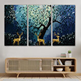 Modern Soyut Tarzda Altın Geyikler Dekoratif Tablo-3687