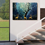 Modern Soyut Tarzda Altın Geyikler Dekoratif Tablo-3687