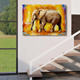 Modern Sanat Tarzı Yürüyen Fil Yağlıboya Görünüm Kanvas Duvar Tablosu-3688
