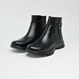 Hakiki Deri Fermuarlı Kadın Bot 