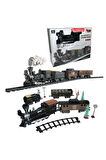 Işıklı Sesli Pilli Klasik Tren Seti 30 Parça Lokomotif Seti Tren Set Oyuncak Buharlı Tren 135 Cm Ray