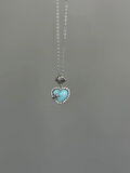Turkuaz Opal Kalp Kolye çelik kolye