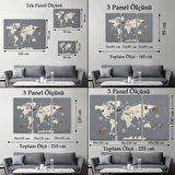 Çocuk Odası İçin Dekoratif Dünya Haritası Kanvas Duvar Tablosu-3698