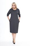 Çift Cepli Kışlık Büyük Beden Elbise 36F-2466
