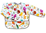 yorni 3-6 Yaş Zoo, Sıvı Geçirmez, Makinede Yıkanabilir, Uzun Kollu Boyundan Bağlamalı Bebek Mama Önlüğü