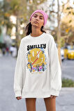 Smilley Forget Your Problem Baskılı Unisex Oversize Tasarım Sweatshirt
