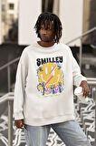 Smilley Forget Your Problem Baskılı Unisex Oversize Tasarım Sweatshirt