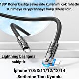 Coofbe Super Şarj Döner Başlık 27W Type-C to İphone Şarj Kablosu İphone 11 12 13 14 Pro Max Şarj Kablo
