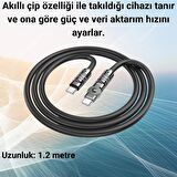 Coofbe Super Şarj Döner Başlıklı 60W Type-C to Type-C Şarj Kablosu Type-C Hızlı Data ve Şarj Kablosu