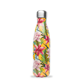 Qwetch QD3106 Tropik Çiçek Desenli Isı Yalıtımlı 500ml Termos - Sarı