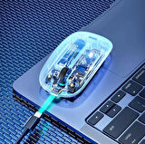 İNPHİC X5 Kablosuz Fare, Şarj Edilebilir Sessiz Kullanım 2.4G Transparan USB Mouse