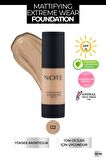 Note Mattifying Extreme Wear Fondöten Mat Bitiş 02 Natural Beige