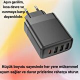 Coofbe Super Şarj Akım Korumalı 45W 3xUSB 1XPD Şarj Başlığ Tüm Cihazlara Uyumlu Şarj Aleti Başlık