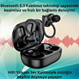 Coofbe Bluetooth Vers.5.3 Kancalı 500mAh Kulakiçi Bluetooth Kulaklık HIFI Şarj Götergeli Stereo Kulaklık