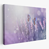 Lavanta Çiçeğindeki Zarif Kelebekler Dekoratif Kanvas Duvar Tablosu-3704