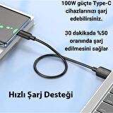Coofbe Super Şarj 0.25cm 100W Type-C Şarj Kablosu Kısa Powerbank Kablosu Power Delivery Şarj