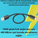 Coofbe Super Şarj 0.25cm 100W Type-C Şarj Kablosu Kısa Powerbank Kablosu Power Delivery Şarj