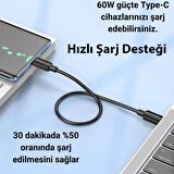 Coofbe 0.25cm 60W Type-C To Type-C Şarj Kablosu Kısa Powerbank Kablosu İphone 15 Pro Max Şarj Uyumlu