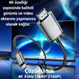 Coofbe 4K 30Hz Type-c To HDMI Dönüştürücü Görüntü Aktarım Kablosu 2Metre Type-c To HDMI Görüntü Kablo