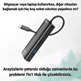 Coofbe 7İN1 100W Type-C Hub Type-C to 4K 30Hz Hdmı 100Mbps Rj45 SD-TF USB3.0 USB2.0 Type-C Dönüştürücü