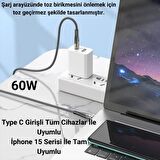 Coofbe Super Şarj Transparan 1.2Mt 60W Type-C to Type-C Şarj Kablosu Örgü Tasarım Kopmaz Kablo